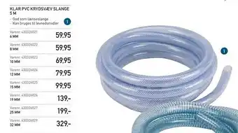 Klar pvc krydsvæv slange 5 m