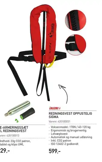 Thansen Redningsvest oppustelig sigma tilbud