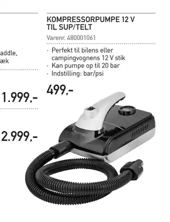 Kompressorpumpe 12 v til sup/telt