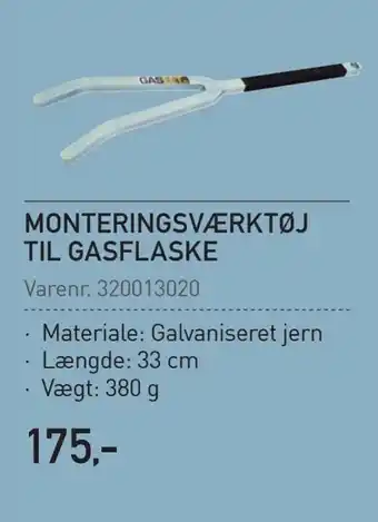 Monteringsværktøj til gasflaske