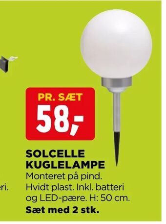 jem & fix Solcelle kuglelampe tilbud