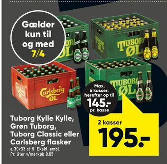 Bilka Tuborg Kylle Kylle, Grøn Tuborg, Tuborg Classic eller Carlsberg flasker tilbud