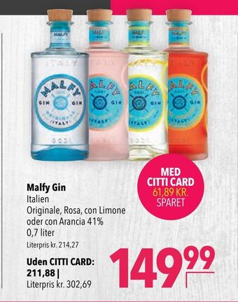 Citti Malfy Gin tilbud