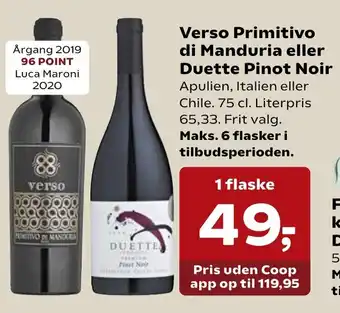 SuperBrugsen Verso Primitivo Di Manduria 75cl tilbud