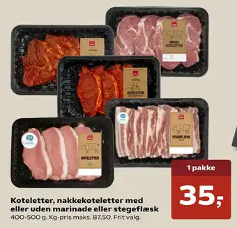 SuperBrugsen Koteletter Nakkekoteletter Med Eller Uden Marinade 400-500g tilbud