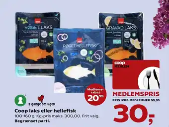 SuperBrugsen Coop Laks Eller Hellefisk 100-160g tilbud