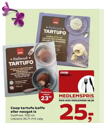 SuperBrugsen Coop Tortufo Kaffe Eller Nougat is 700ml tilbud