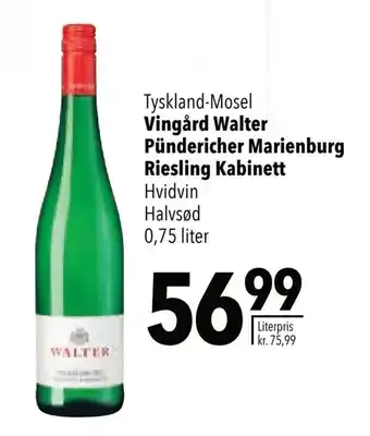 Citti Vingård Walter Pündericher Marienburg Riesling Kabinett tilbud