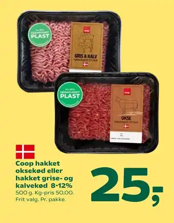 Coop 365 Coop hakket oksekød eller hakket grise- og kalvekød 8-12% tilbud