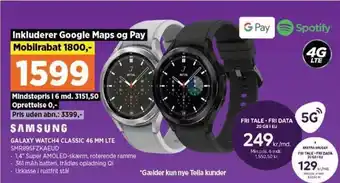 Power Galaxy Watch4 Classic 46 MM LTE SMR895FZKAEUD tilbud