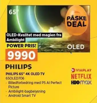 Power Philips 65" 4K OLed Tv 650LED706 tilbud