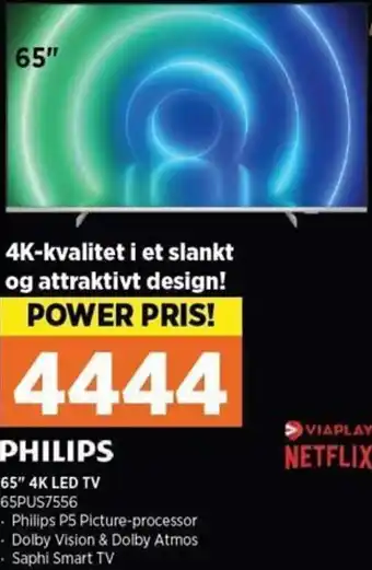 Power 65" 4K Led Tv 65PUS7556 tilbud