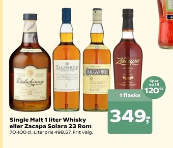 Kvickly Single Malt 1 liter Whisky eller Zacapa Solara 23 Rom tilbud