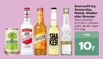 Kvickly Smirnoff Ice, Somersby, Mokai, Shaker eller Breezer tilbud