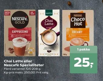 Kvickly Chai Latte eller Nescafè Specialiteter tilbud