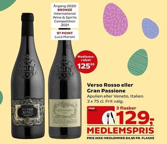 SuperBrugsen Verso Rosso eller Gran Passione tilbud