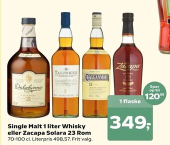 SuperBrugsen Single Malt 1 liter Whisky eller Zacapa Solara 23 Rom tilbud