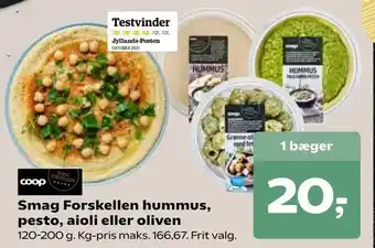 SuperBrugsen Smag Forskellen hummus, pesto, aioli eller oliven tilbud