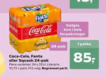 SuperBrugsen Coca-Cola, Fanta eller Squash 24-pak tilbud