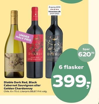SuperBrugsen Diablo Dark Red, Black Cabernet Sauvignon eller Golden Chardonnay tilbud