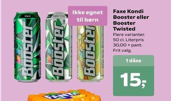 SuperBrugsen Faxe Kondi Booster eller Booster Twisted tilbud