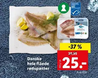 Danske hele flåede rødspætter