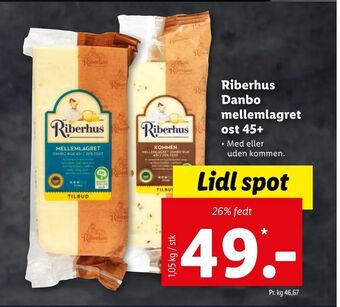 Let-Køb Riberhus Danbo mellemlagret ost 45+ tilbud