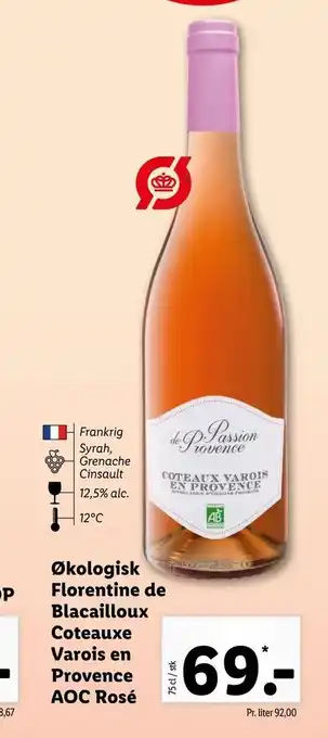 Økologisk Florentine de Blacailloux Coteauxe Varois en Provence AOC Rosé