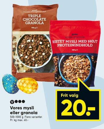 Bilka Vores mysli eller granola tilbud