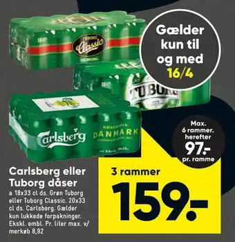 Bilka Carlsberg eller Tuborg dåser tilbud