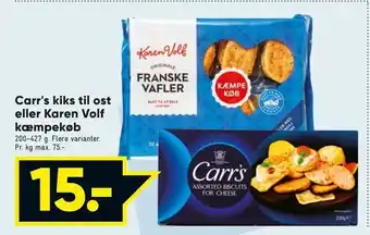 Bilka Carr's kiks til ost eller Karen Volf kæmpekøb tilbud