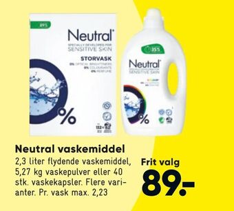 Bilka Neutral vaskemiddel tilbud