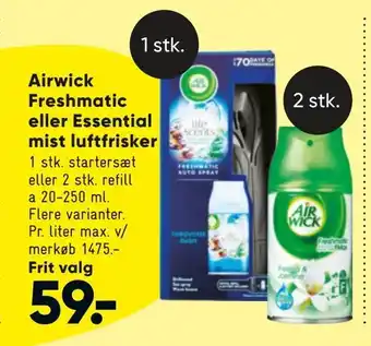 Bilka Airwick Freshmatic eller Essential mist luftfrisker tilbud