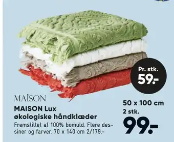 Bilka MAISON Lux økologiske håndklæder tilbud