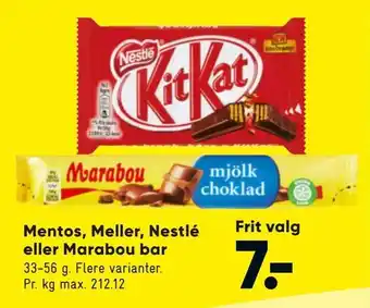 Bilka Mentos, Meller, Nestlé eller Marabou bar tilbud