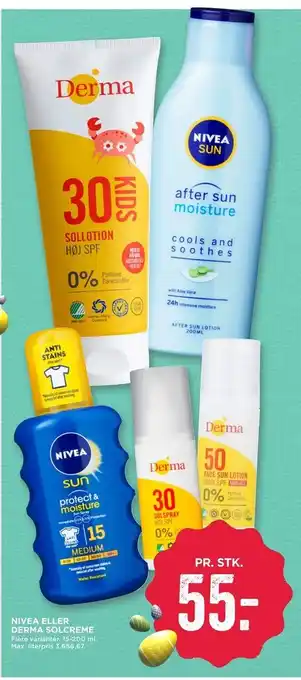 MENY Nivea eller derma solcreme tilbud