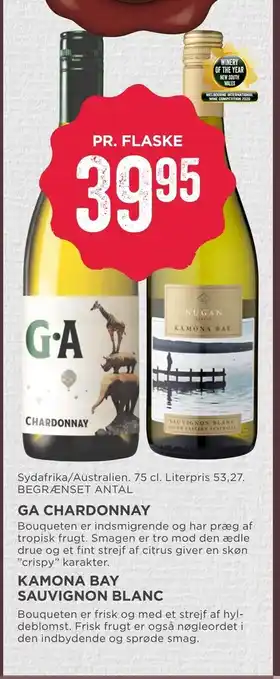 MENY Ga chardonnay eller kamona bay sauvignon blanc tilbud