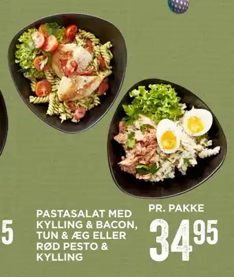 MENY Pastasalat med ylling & bacon, tun & æg eller rød pesto & kylling tilbud