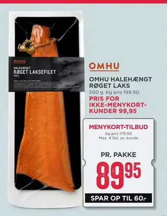 MENY Omhu halehængt røget laks tilbud