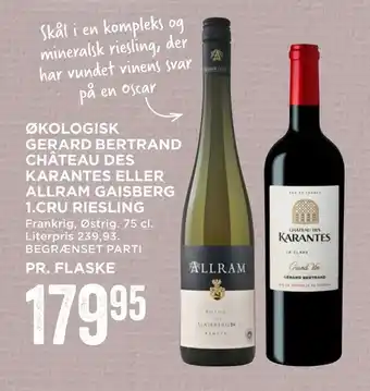 MENY Økologisk gerard bertrand château des karantes eller allram gaisberg 1.cru riesling tilbud