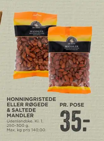 MENY Honningristede eller røgede & saltede mandler tilbud
