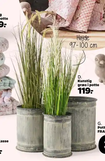 Kunstig græs i potte