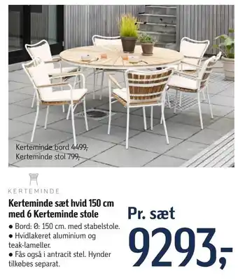 Føtex Kerteminde sæt hvid 150 cm med 6 Kerteminde stole tilbud