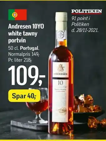 Føtex Andresen 10YO white tawny portvin tilbud