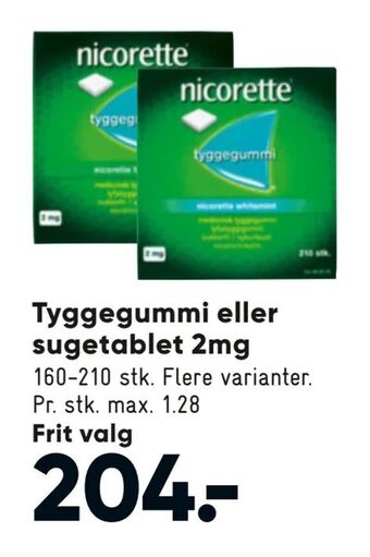 Bilka Tyggegummi eller sugetablet 2mg tilbud