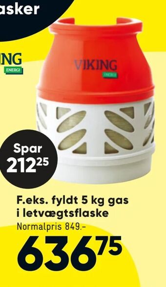 Bilka Fyldt 5 kg gas i letvægtsflaske tilbud