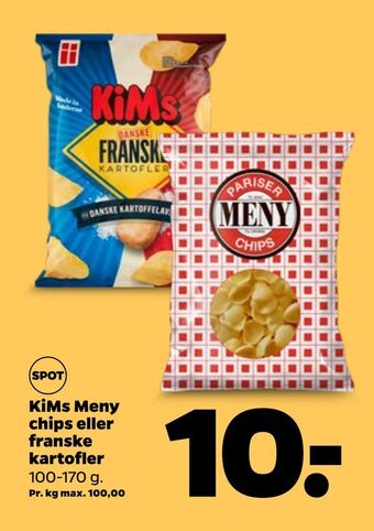 Netto KiMs Meny chips eller franske kartofler tilbud