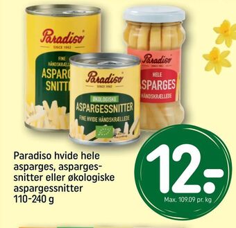 REMA 1000 Paradiso hvide hele asparges, aspargessnitter eller økologiske aspargessnitter tilbud