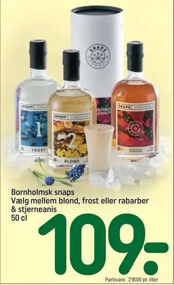 Bornholmsk snaps Vælg mellem blond, frost eller rabarber & stjerneanis
