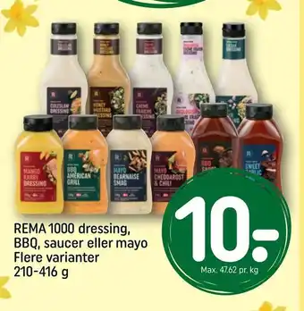 REMA 1000 REMA 1000 dressing, BBQ, saucer eller mayo tilbud